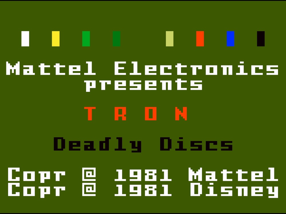 Title Screen of Tron Deadly Discs for Intellivision